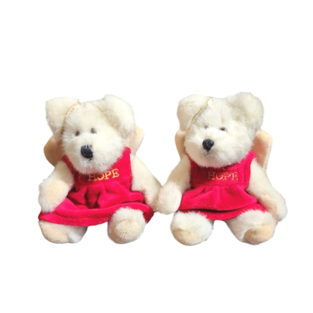 Vintage Boyd's Bears Cassandra C. Angelflight Bear 6" Ornament 2 Pc. Set 6"X4"X2